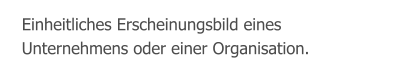 Einheitliches Erscheinungsbild eines Unternehmens oder einer Organisation.